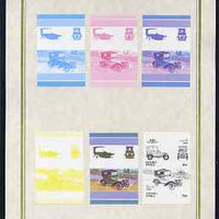 Tuvalu - Nanumea 1986 Cars #3 (Leaders of the World) 50c Peugeot Bébé set of 7 imperf progressive proof pairs comprising the 4 individual colours plus 2, 3 and all 4 colour composites mounted on special Format International cards (7 se-tenant proof pairs)