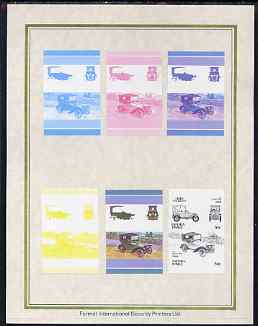 Tuvalu - Nanumea 1986 Cars #3 (Leaders of the World) 50c Peugeot Bébé set of 7 imperf progressive proof pairs comprising the 4 individual colours plus 2, 3 and all 4 colour composites mounted on special Format International cards ……Details Below