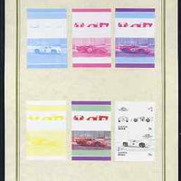 Tuvalu - Nanumea 1986 Cars #3 (Leaders of the World) 75c Lola T70 set of 7 imperf progressive proof pairs comprising the 4 individual colours plus 2, 3 and all 4 colour composites mounted on special Format International cards (7 se-tenant proof pairs)