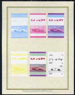 Tuvalu - Nanumea 1986 Cars #3 (Leaders of the World) 75c Lola T70 set of 7 imperf progressive proof pairs comprising the 4 individual colours plus 2, 3 and all 4 colour composites mounted on special Format International cards (7 se-tenant proof pairs)