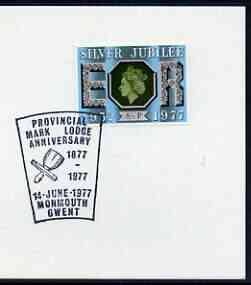 Postmark - Great Britain 1977 card bearing illustrated cancellation for Provincial Mark Lodge Anniversary, Monmouth