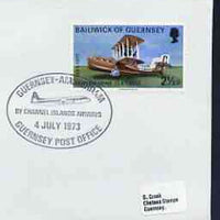 Postmark - Guernsey 1973 cover bearing illustrated cancellation for Guernsey to Amsterdam by Channel Islands Airways