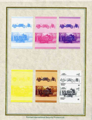 Tuvalu - Nanumea 1986 Cars #3 (Leaders of the World) $2 Locomobile 'Old Sixteen' set of 7 imperf progressive proof pairs comprising the 4 individual colours plus 2, 3 and all 4 colour composites mounted on special Format Internati……Details Below