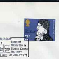 Postmark - Great Britain 1971 cover bearing illustrated cancellation for 125th Anniversary London Brighton & South Coast Railway