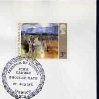 Postmark - Great Britain 1971 cover bearing illustrated cancellation for HMS Ganges, Freedom of Ipswich
