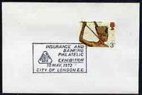 Postmark - Great Britain 1972 cover bearing illustrated cancellation for Insurance & Banking Philatelic Exhibition
