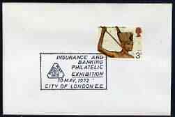 Postmark - Great Britain 1972 cover bearing illustrated cancellation for Insurance & Banking Philatelic Exhibition