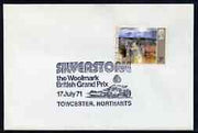 Postmark - Great Britain 1971 cover bearing illustrated cancellation for Silverstone the Woolmark British Grand Prix