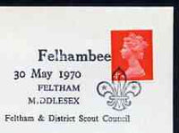Postmark - Great Britain 1970 cover bearing illustrated cancellation for Felhambee (Feltham & District Scout Council)