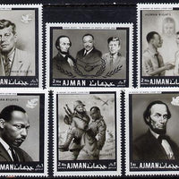 Ajman 1968 Human Rights (Kennedy, Lincoln & Martin Luther King) perf set of 6 (Mi 289-94A) unmounted mint