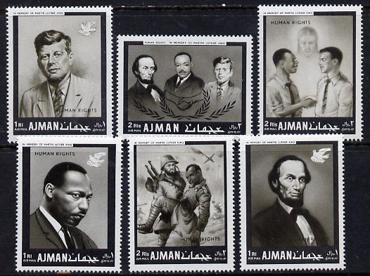 Ajman 1968 Human Rights (Kennedy, Lincoln & Martin Luther King) perf set of 6 (Mi 289-94A) unmounted mint