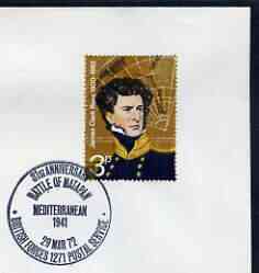 Postmark - Great Britain 1972 cover bearing illustrated cancellation for 31st Anniversary Battle of Matapan, Mediterranean (BFPS)BFPS)