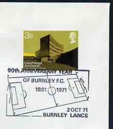 Postmark - Great Britain 1971 cover bearing illustrated cancellation for 90th Anniversary Year Burnley FC