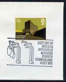 Postmark - Great Britain 1971 cover bearing illustrated cancellation for Last Day of Mailbag Apparatus Workng Penrith Cumberland