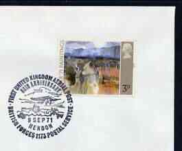 Postmark - Great Britain 1971 cover bearing illustrated cancellation for 60th Anniversary First UK Aerial Post, Hendon (BFPS)