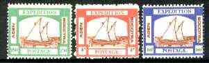 Cinderella - Aden Expedition Postage set of 3 labels depicting Arab Dhow unmounted mint