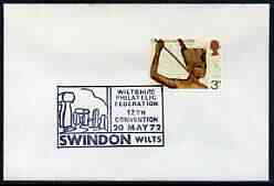 Postmark - Great Britain 1972 cover bearing illustrated cancellation for Wiltshire Philatelic Federation 12th Convention (showing Stonehenge)