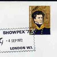 Postmark - Great Britain 1972 cover bearing illustrated cancellation for Showpex '72 showing Statue of Eros