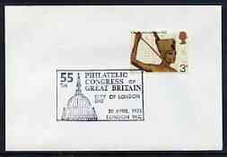 Postmark - Great Britain 1973 cover bearing illustrated cancellation for 55th Philatelic Congress of Great Britain (showing St Pauls Cathedral))