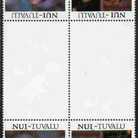 Tuvalu - Nui 1986 Royal Wedding (Andrew & Fergie) 60c with 'Congratulations' opt in gold in unissued perf tete-beche inter-paneau block of 4 (2 se-tenant pairs) with overprint inverted on one pair unmounted mint from Printer's uncut proof sheet