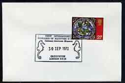 Postmark - Great Britain 1972 cover bearing illustrated cancellation for First Int Congress of Maritime Museums (showing Seahorses)