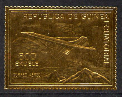 Equatorial Guinea 1979? Concorde 600ek embossed in gold foil unmounted mint