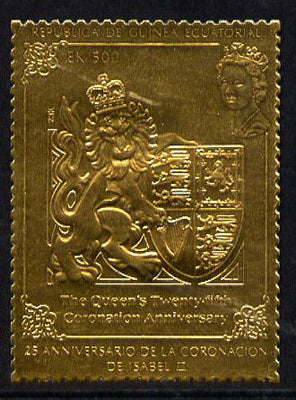 Equatorial Guinea 1978 Coronation 25th Anniversary 500ek embossed in gold foil (perf) unmounted mint