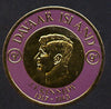 Davaar Island 1965 J F Kennedy 9d coin shaped in gold foil with background colour in mauve instead of black unmounted mint (as Rosen D35)