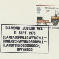 Postmark - Great Britain 1975 card bearing special cancellation for Womens Institute Diamond Jubilee, Llanfairpwllg...gogogoch