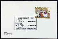 Postmark - Great Britain 1974 card bearing illustrated cancellation for Chief Scout's Visit to Raby Park