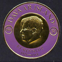 Davaar Island 1968 Robert Kennedy 3d coin shaped in gold foil with background colour in mauve instead of blue unmounted mint (as Rosen D122)