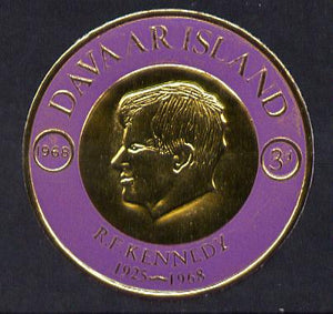 Davaar Island 1968 Robert Kennedy 3d coin shaped in gold foil with background colour in mauve instead of blue unmounted mint (as Rosen D122)