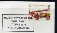 Postmark - Great Britain 1974 card bearing special cancellation for Inaugural Voyage of the 'NORLAND', Hull