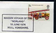Postmark - Great Britain 1974 card bearing special cancellation for Inaugural Voyage of the 'NORLAND', Hull