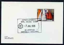 Postmark - Great Britain 1974 card bearing illustrated cancellation for International Girl Guide Camp, Kilkerran