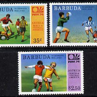 Barbuda 1974 World Cup Football Winners perf set of 3 (unissued with names of teams) unmounted mint