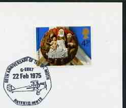 Postmark - Great Britain 1975 card bearing illustrated cancellation for 50th Anniversary of Tiger Moth