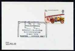 Postmark - Great Britain 1974 cover bearing illustrated cancellation for Inauguration London-Glasgow Electrification
