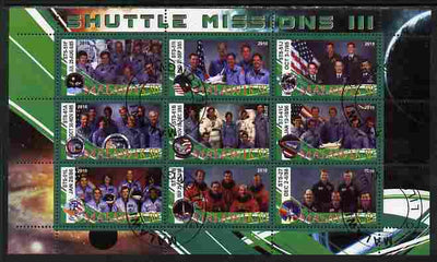 Malawi 2010 Space Shuttle Missions #03 perf sheetlet containing 9 values fine cto used