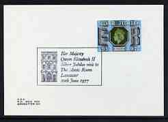 Postmark - Great Britain 1977 card bearing special cancellation for Queen's Silver Jubilee Royal Visit to The Music Room, Lancaster