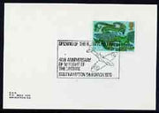 Postmark - Great Britain 1976 card bearing illustrated cancellation for 40th Anniversary First Flight of Spitfire & Opening of RJ Mitchell Hall