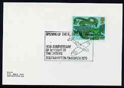 Postmark - Great Britain 1976 card bearing illustrated cancellation for 40th Anniversary First Flight of Spitfire & Opening of RJ Mitchell Hall