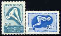 Uruguay 1958 South American Swimming Championships perf set of 2 unmounted mint, SG 1073-74