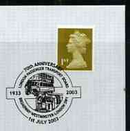 Postmark - Great Britain 2003 cover for the 70th Anniversary London Passenger Transport with special Illustrated Broadway cancel