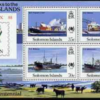 Solomon Islands 1988 Bicentenary of Australian Settlement & Sydpex '88 Stamp Exhibition perf m/sheet unmounted mint, SG MS 630