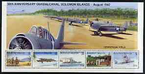 Solomon Islands 1992 50th Anniversary of Battle of Guadalcanal perf sheetlet #1 containing 5 values unmounted mint, SG 733a