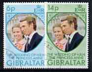 Gibraltar 1973 Royal Wedding set of 2 fine cds used, SG 323-24