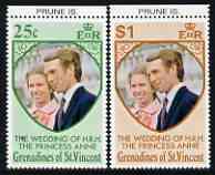 St Vincent - Grenadines 1973 Royal Wedding marginal set of 2 unmounted mint with PRUNE IS printed in margin