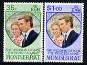 Montserrat 1973 Royal Wedding set of 2 fine cds used, SG 322-23