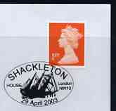 Postmark - Great Britain 2003 cover commemorating Shackleton illustrated with Ship London cancel